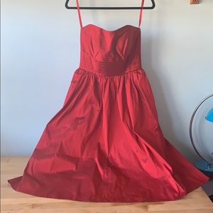 Strapless red bridesmaid dress